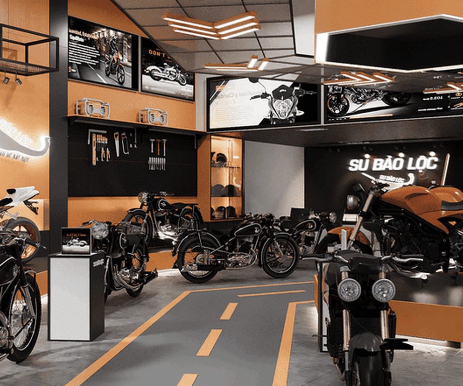 Tư vấn thiết kế showroom xe máy với không gian rộng rãi