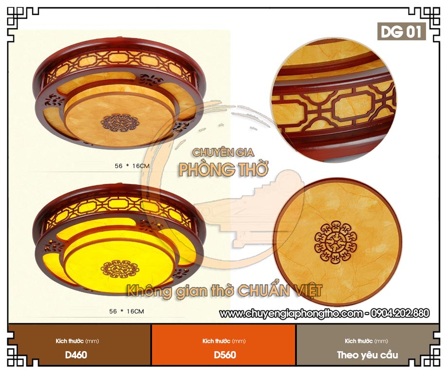 Đèn mâm ốp trần phòng thờ DG01