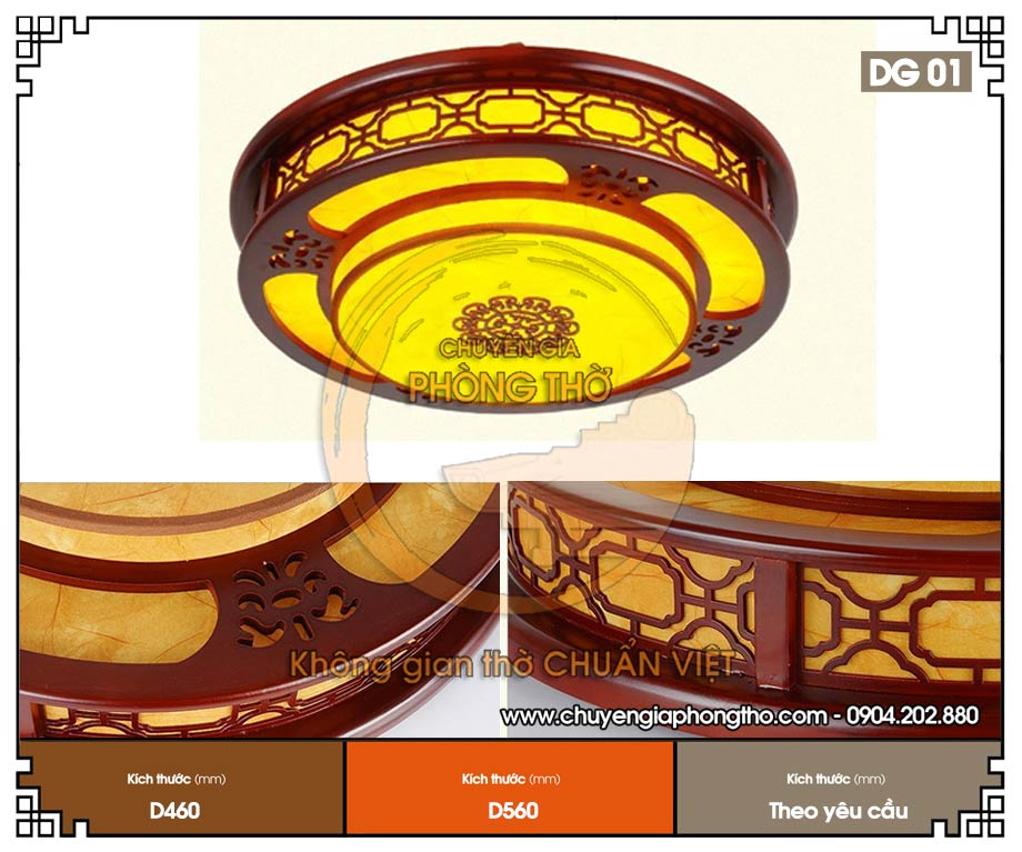 Đèn mâm ốp trần phòng thờ DG01
