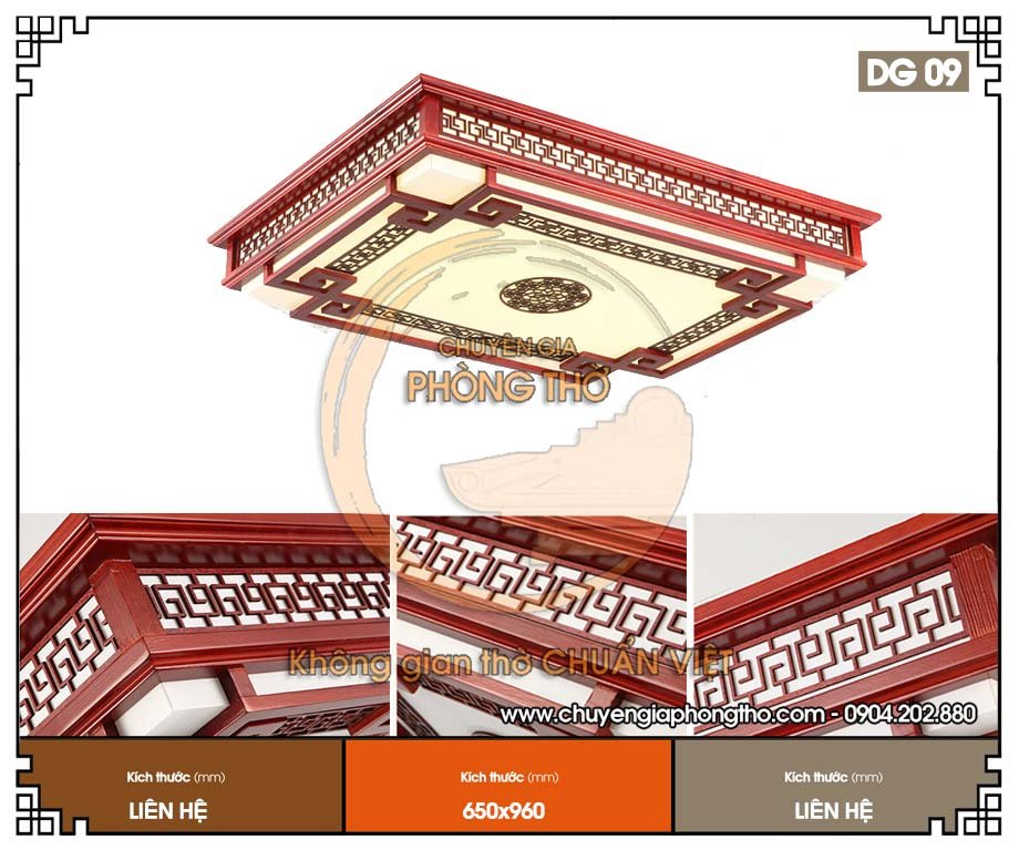 Đèn ốp trần phòng thờ hình chữ nhật DG09