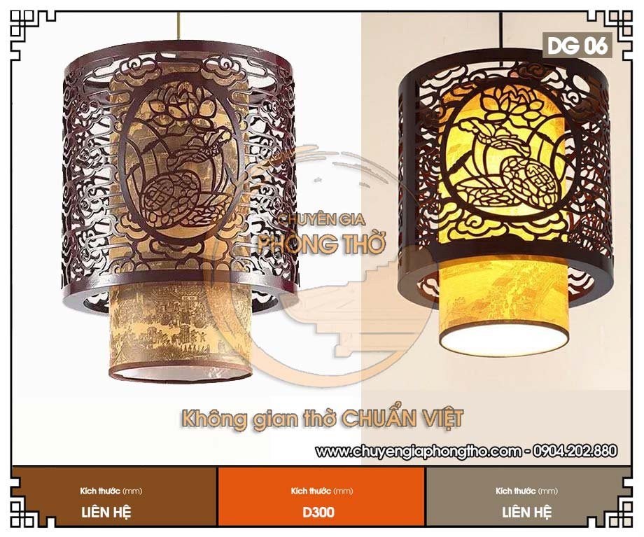 Đèn thả phòng thờ hoa sen DG06 tinh tế