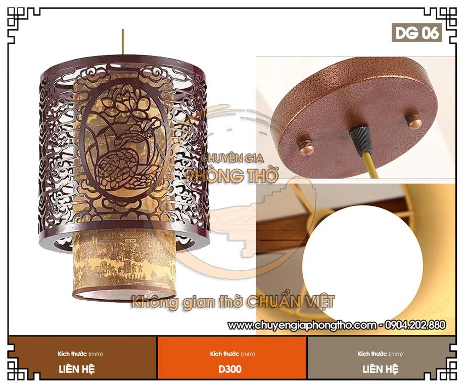 Đèn thả phòng thờ hoa sen DG06 tinh tế