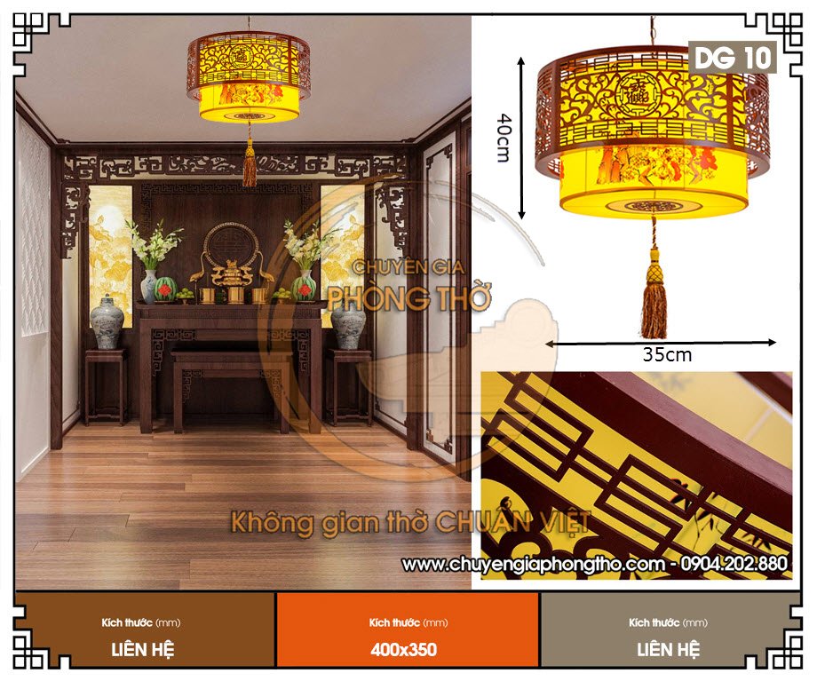 Đèn lồng gỗ DG10 trang trí phòng thờ đẹp