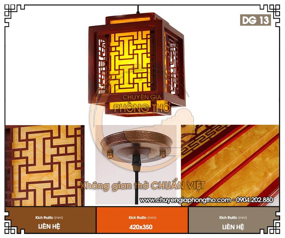 Đèn thả gỗ phòng thờ DG13 thu hút tài lộc