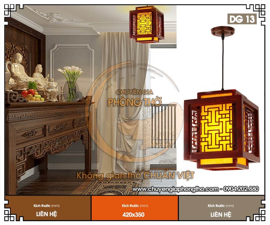 Đèn thả gỗ phòng thờ DG13 thu hút tài lộc