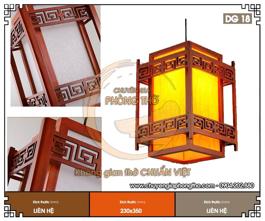 Đèn gỗ thả trần phòng thờ DG18 siêu rẻ