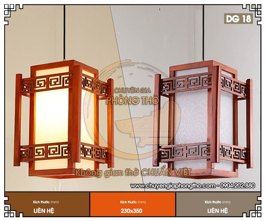 Đèn gỗ thả trần phòng thờ DG18 siêu rẻ