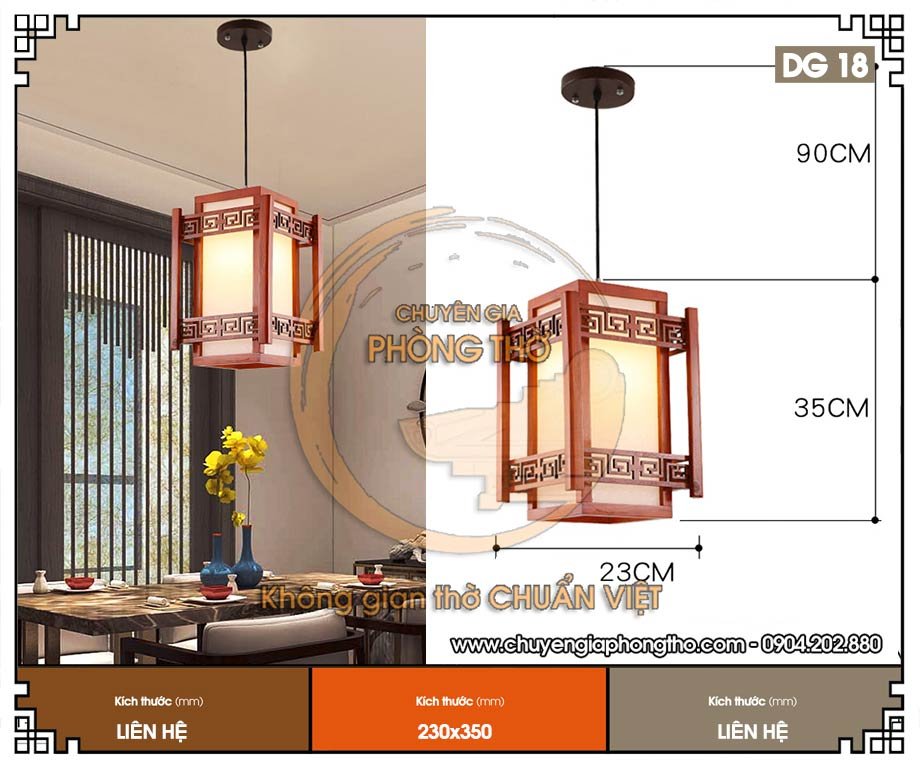 Đèn gỗ thả trần phòng thờ DG18 siêu rẻ
