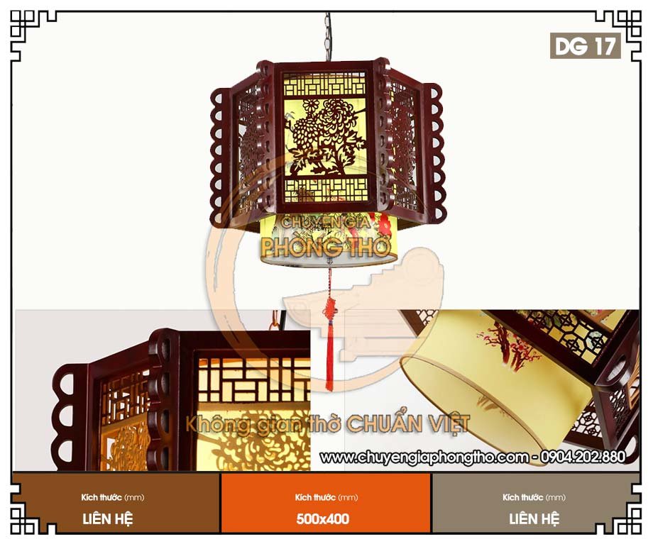 Mẫu đèn thả trần nhà gỗ DG17 sang trọng