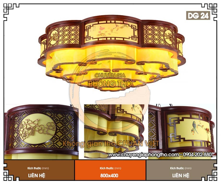 Mẫu đèn chùm gỗ nhà thờ họ DG24 chuẩn phong thủy