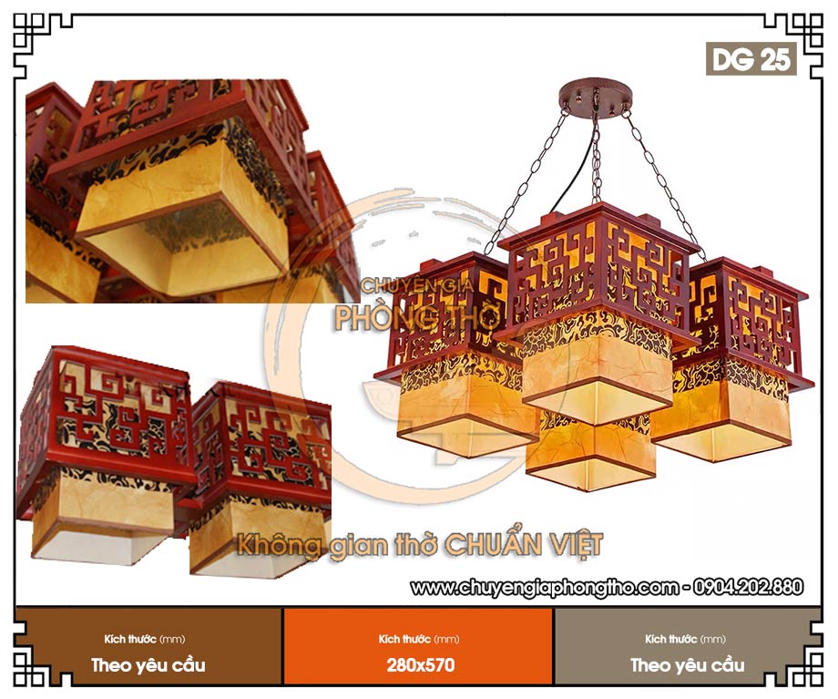 Mẫu đèn chùm gỗ trang trí biệt thự DG25