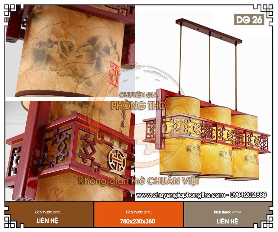 Đèn gỗ thả trần phòng thờ DG26 giá tốt nhất