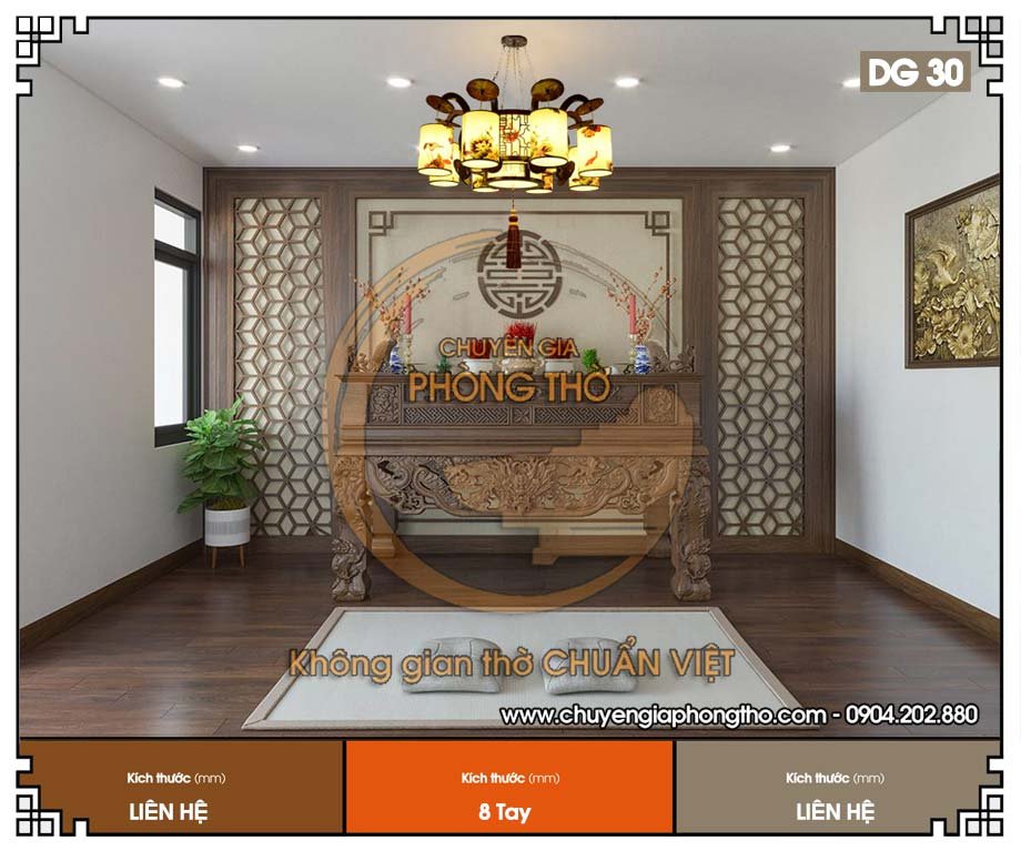 Đèn chùm nhà gỗ DG30 thiết kế tinh xảo cho không gian thờ cúng