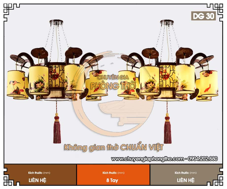 Đèn chùm nhà gỗ DG30 thiết kế tinh xảo cho không gian thờ cúng