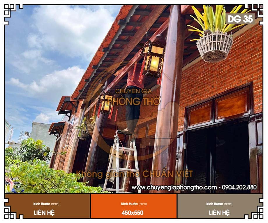 Đèn lồng gỗ thả trần DG35 lựa chọn hoàn hảo cho phòng thờ Việt