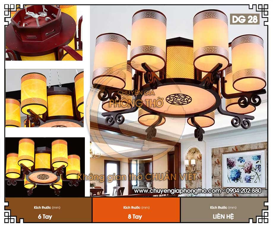Mẫu đèn chùm trang trí nhà gỗ DG28 cho phòng thờ
