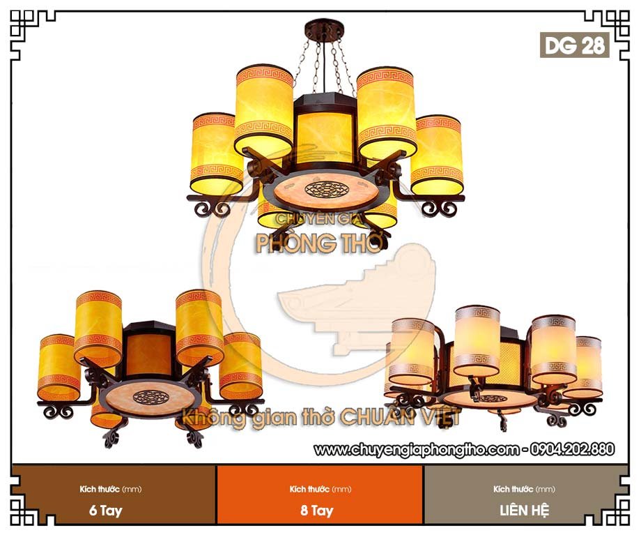 Mẫu đèn chùm trang trí nhà gỗ DG28 cho phòng thờ