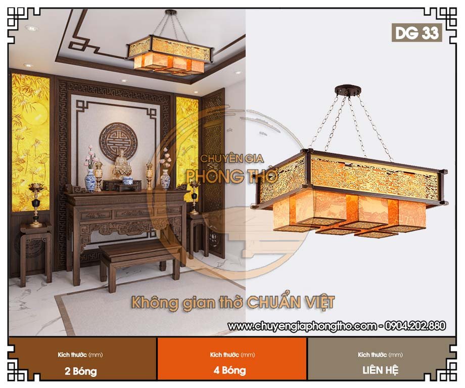 Mẫu đèn phòng thờ cao cấp DG33 sang trọng và đậm chất tâm linh