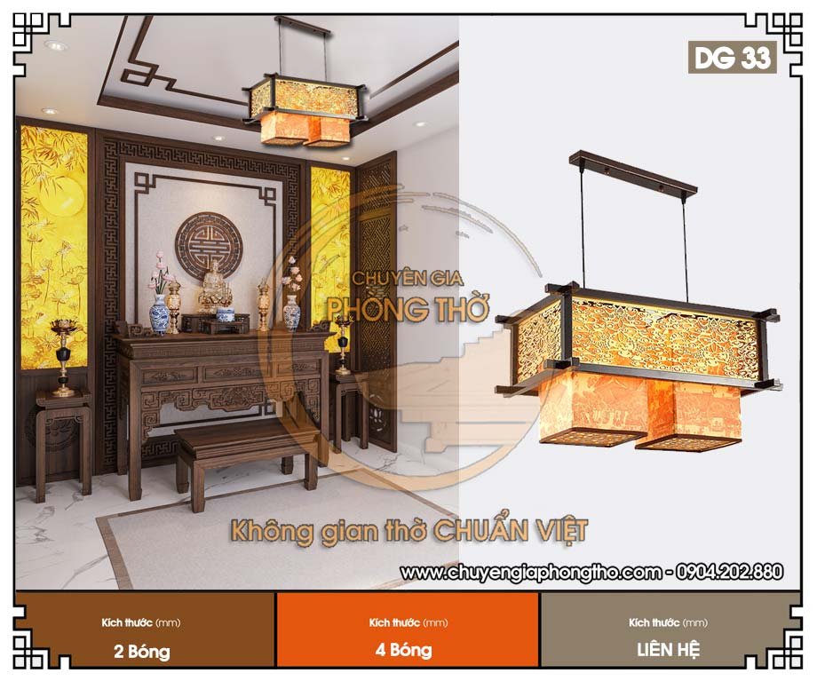 Mẫu đèn phòng thờ cao cấp DG33 sang trọng và đậm chất tâm linh