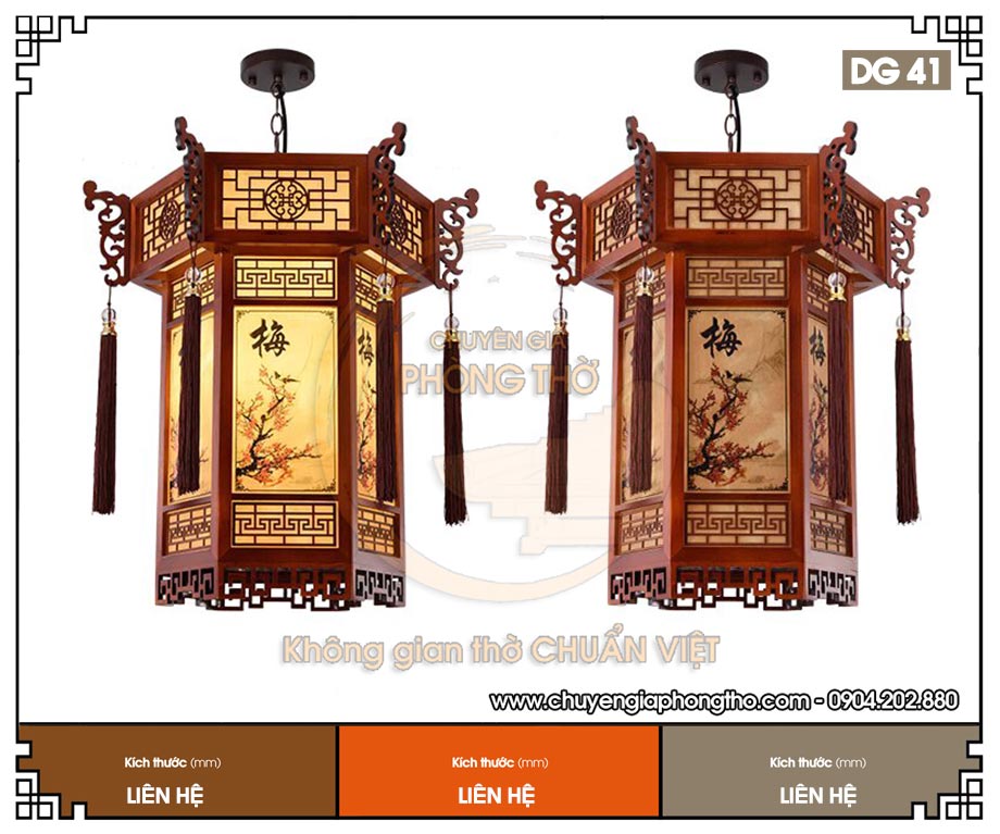 Đèn lồng gỗ phong thủy DG41 trang trí phòng thờ Đèn lồng gỗ phong thủy DG41 trang trí phòng thờ