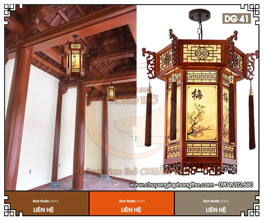 Đèn lồng gỗ phong thủy DG41 trang trí phòng thờ