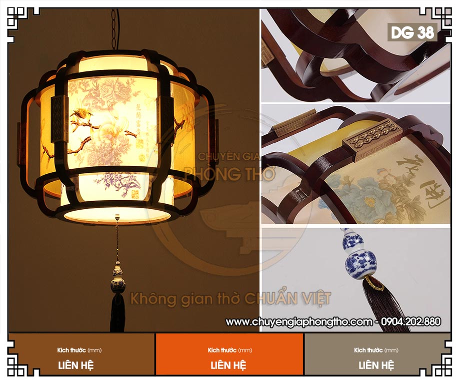 Đèn thả lồng đèn bằng gỗ DG38 cho phòng thờ