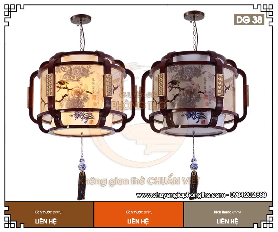 Đèn thả lồng đèn bằng gỗ DG38 cho phòng thờ