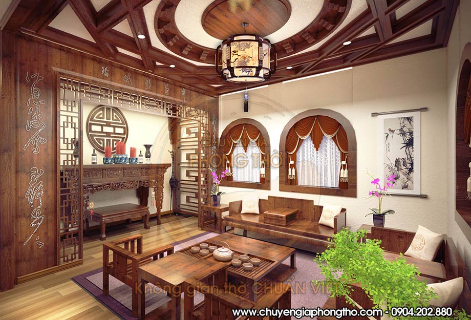 Đèn thả lồng đèn bằng gỗ DG38 cho phòng thờ