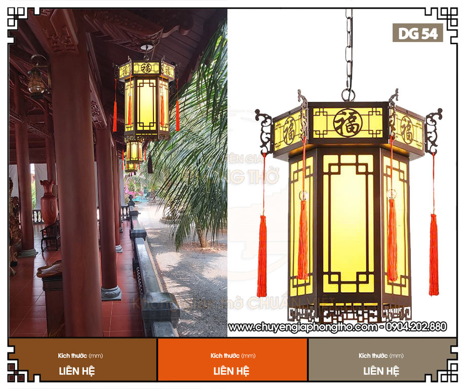 Đèn gỗ phòng thờ chữ Phúc DG54 mang tài lộc, bình an cho gia chủ