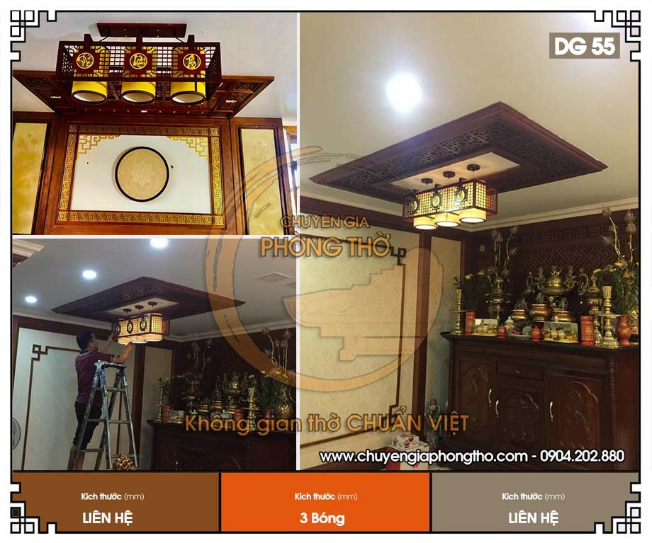 Đèn lồng gỗ Phúc Lộc Thọ DG55 đẹp và hợp phong thủy