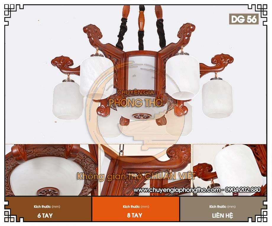 Mẫu đèn gỗ decor phòng thờ DG56 trang nhã, sang trọng, dễ phối