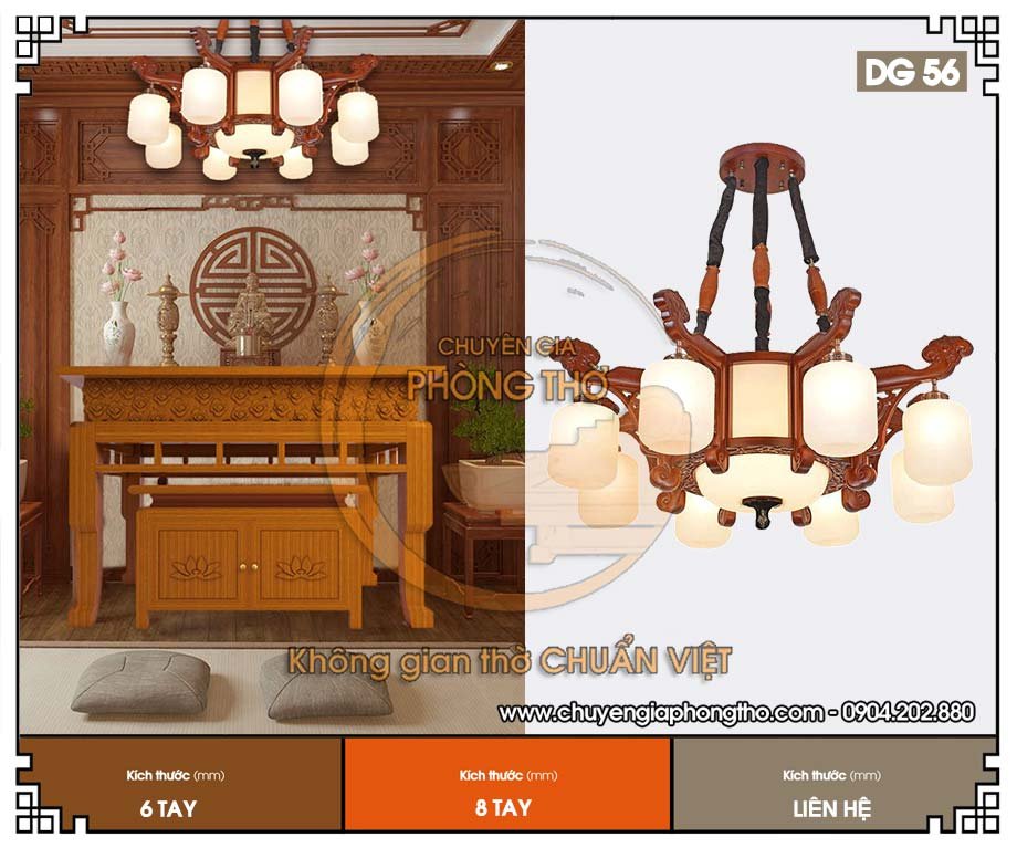 Mẫu đèn gỗ decor phòng thờ DG56 trang nhã, sang trọng, dễ phối