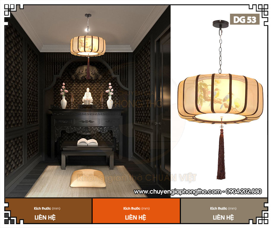Mẫu đèn treo trần phòng thờ DG53 chuẩn phong thủy
