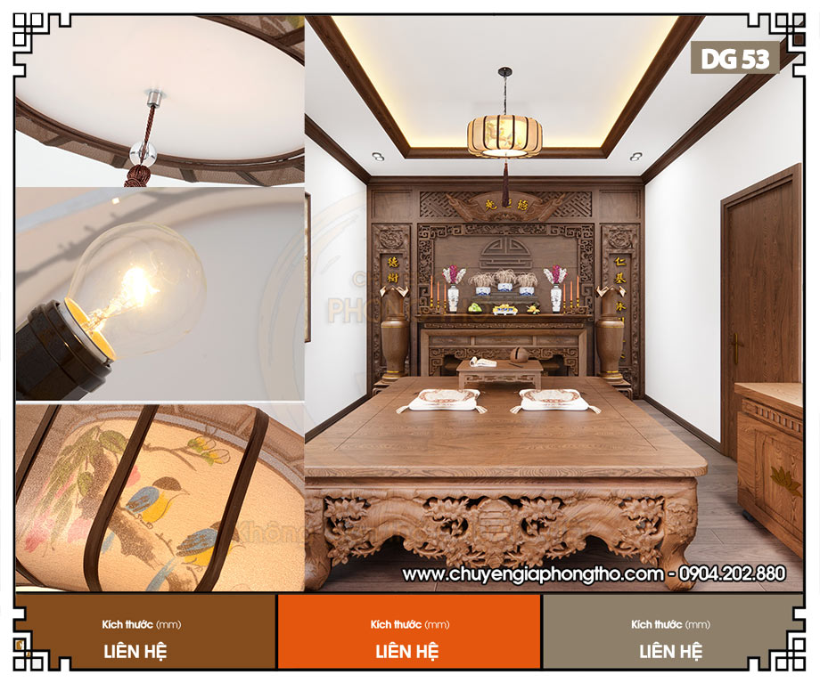 Mẫu đèn treo trần phòng thờ DG53 chuẩn phong thủy