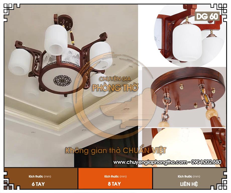 Đèn chùm khung gỗ cao cấp DG60 thiết kế sang trọng, tinh xảo 