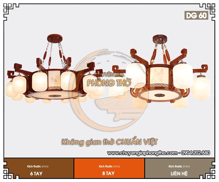 Đèn chùm khung gỗ cao cấp DG60 thiết kế sang trọng, tinh xảo 