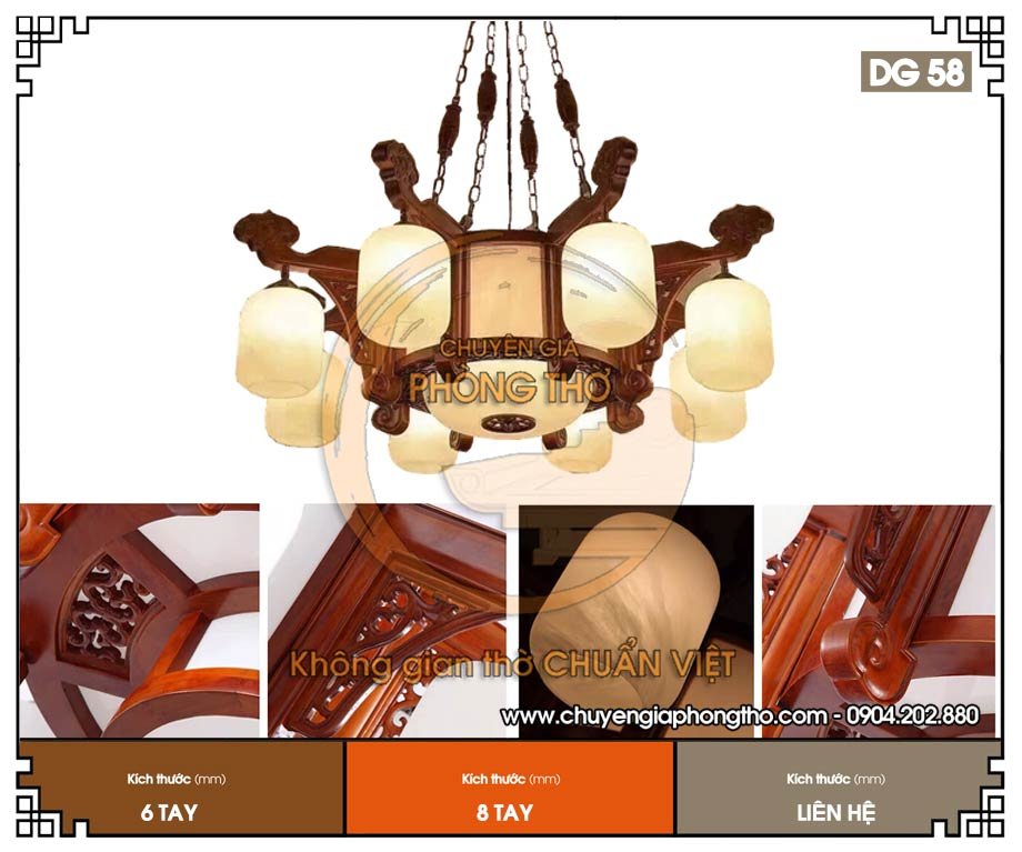 Đèn chùm treo phòng thờ DG58 hiện đại