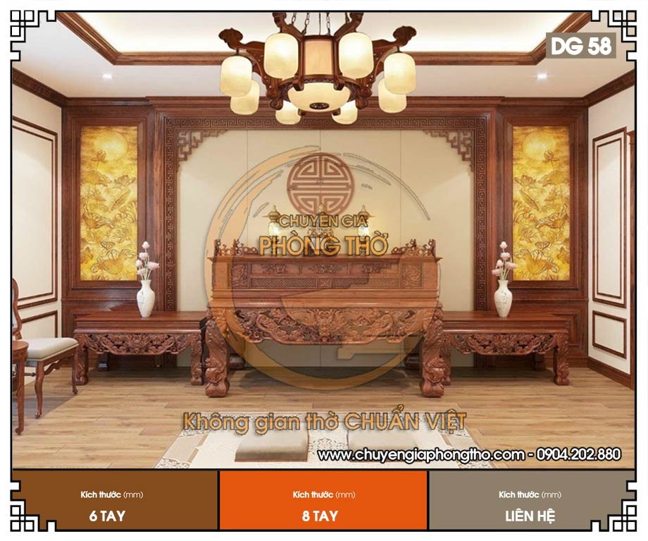 Đèn chùm treo phòng thờ DG58 hiện đại