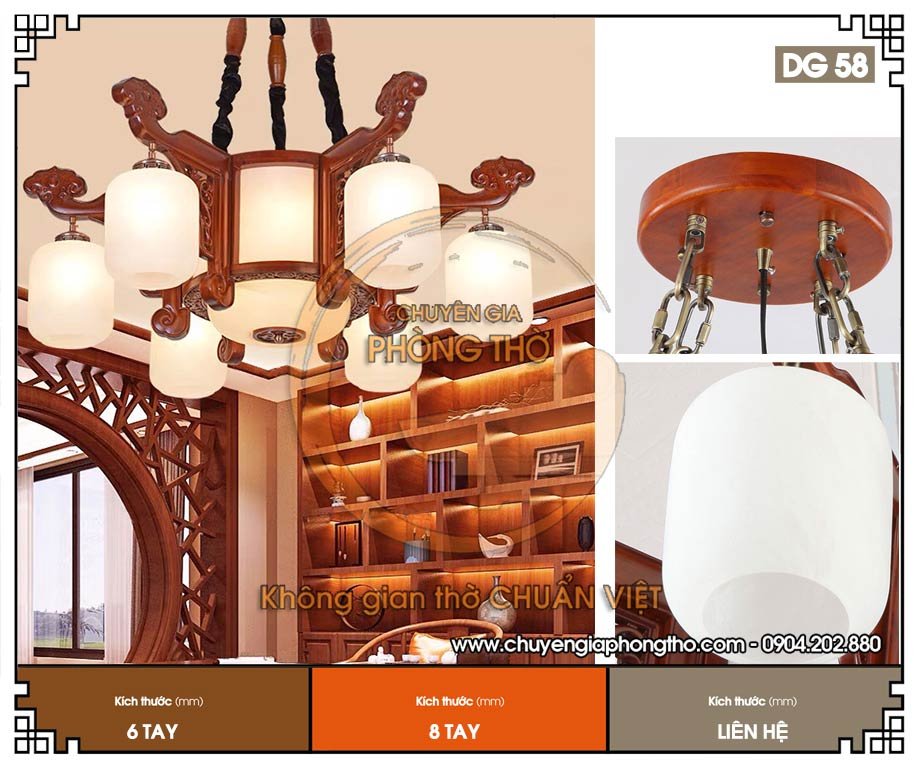 Đèn chùm treo phòng thờ DG58 hiện đại