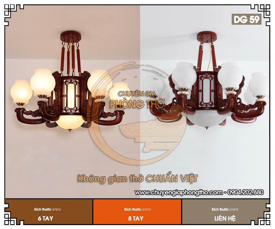 Mẫu đèn chùm trang trí phòng thờ DG59