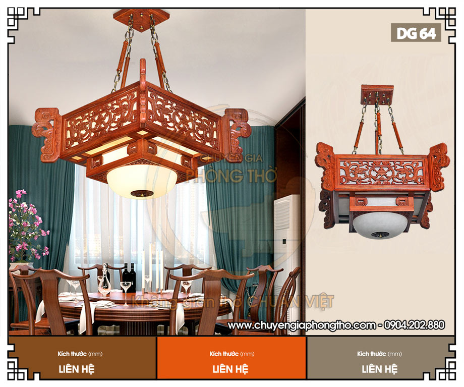 Đèn gỗ treo nhà thờ họ DG64 mang nhiều tài lộc