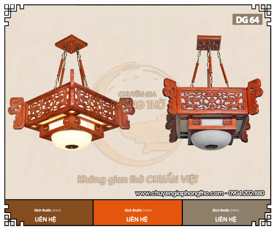 Đèn gỗ treo nhà thờ họ DG64 mang nhiều tài lộc