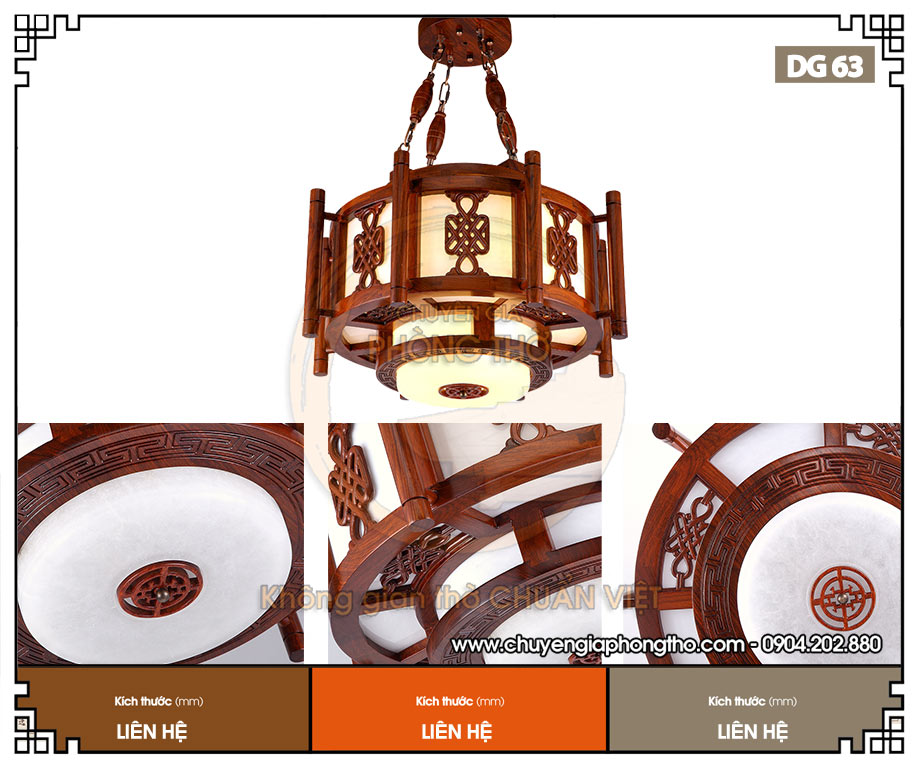 Đèn thả gỗ treo nhà thờ họ DG63 hợp phong thủy