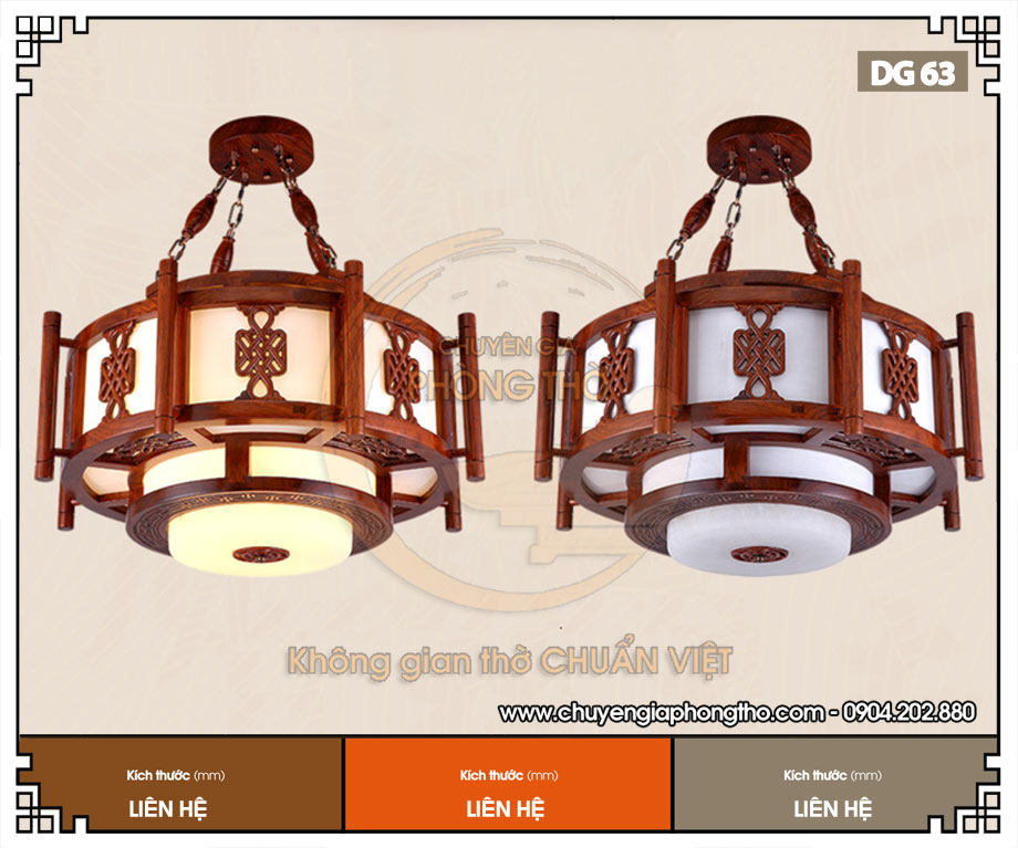 Đèn thả gỗ treo nhà thờ họ DG63 hợp phong thủy