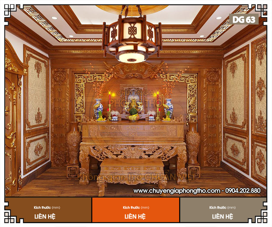 Đèn thả gỗ treo nhà thờ họ DG63 hợp phong thủy
