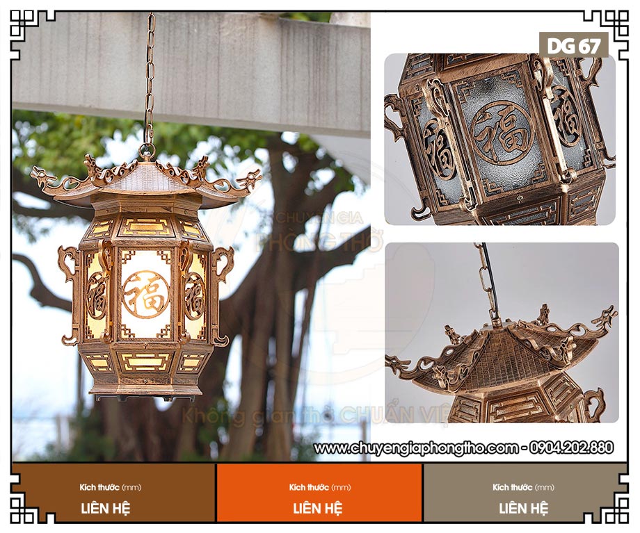 Đèn treo hiên nhà gỗ DG67 đẹp, sang trọng và hiện đại