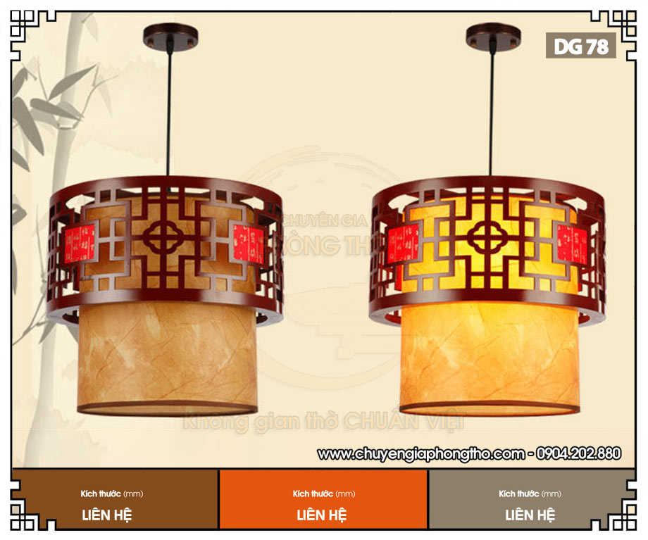 Đèn thả gỗ hình trụ tròn DG78 trang trí phòng thờ đẹp tinh tế