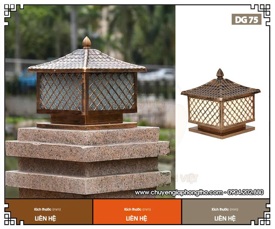 Đèn trụ cổng rào nhà gỗ DG75 ngoài trời chống nước
