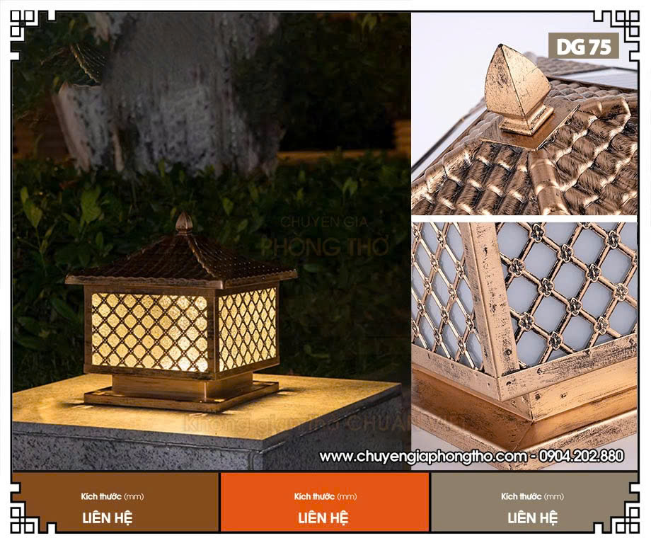 Đèn trụ cổng rào nhà gỗ DG75 ngoài trời chống nước