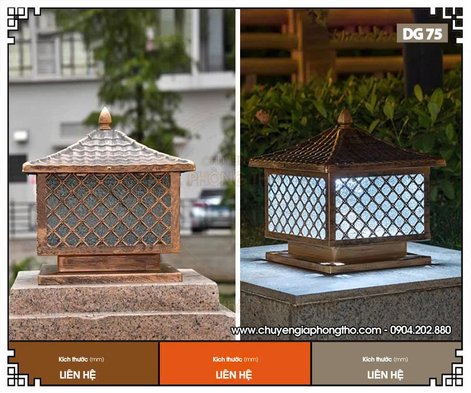 Đèn trụ cổng rào nhà gỗ DG75 ngoài trời chống nước